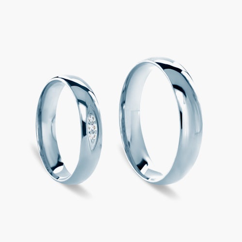Obrączki ślubne: białe złoto, półokrągłe, 4 mm